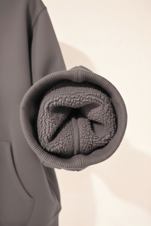 Gray hoodie sleeve cuff detail