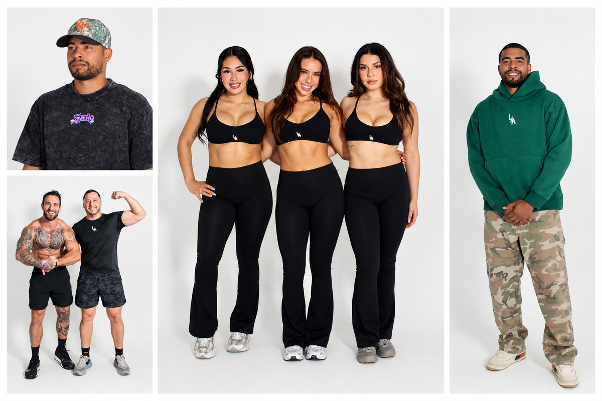 Wide collage with a clean white background