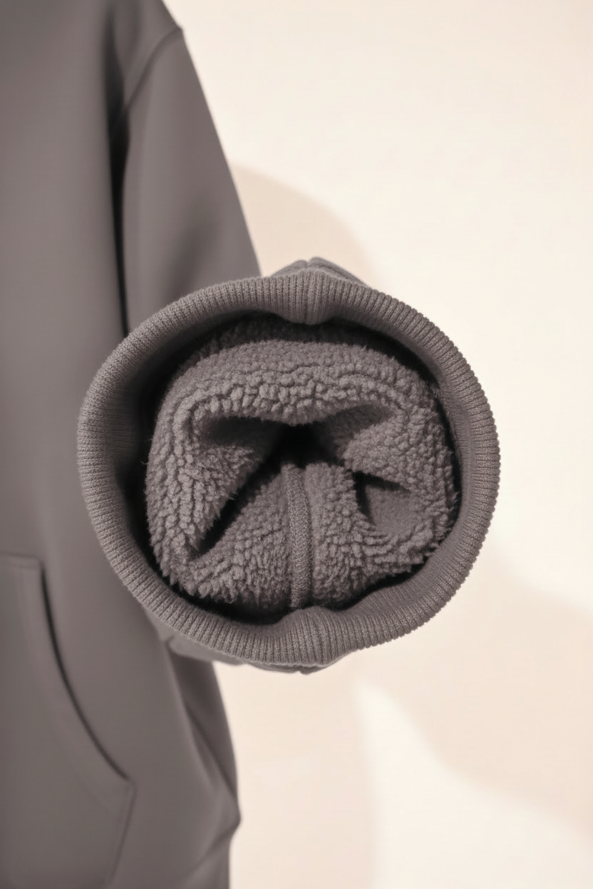 Gray hoodie sleeve cuff detail