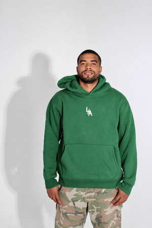 Green hoodie, full-body front view