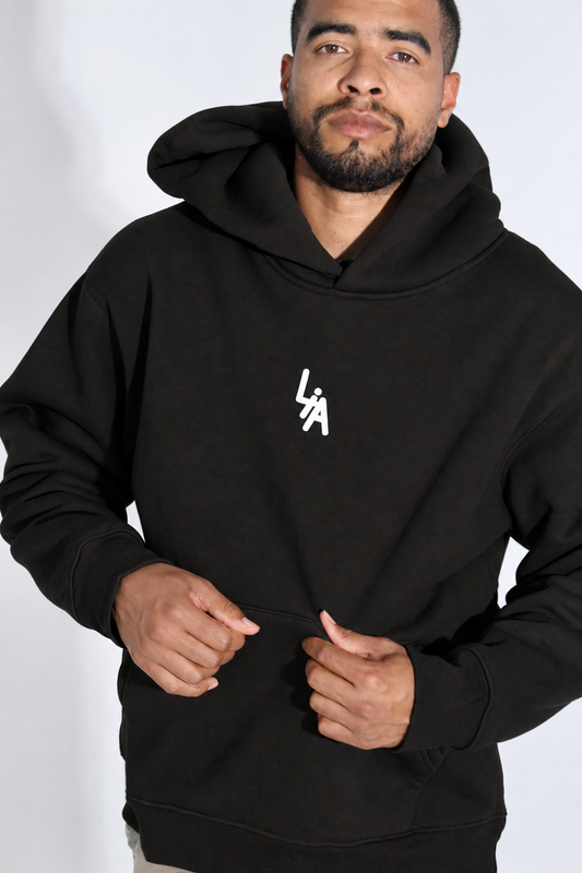Model photo with black hoodie